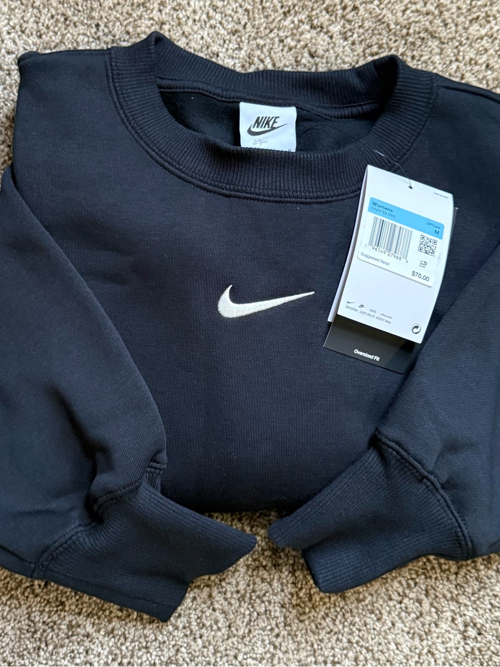 Nike Black Crewneck Sweatshirt with White Swoosh